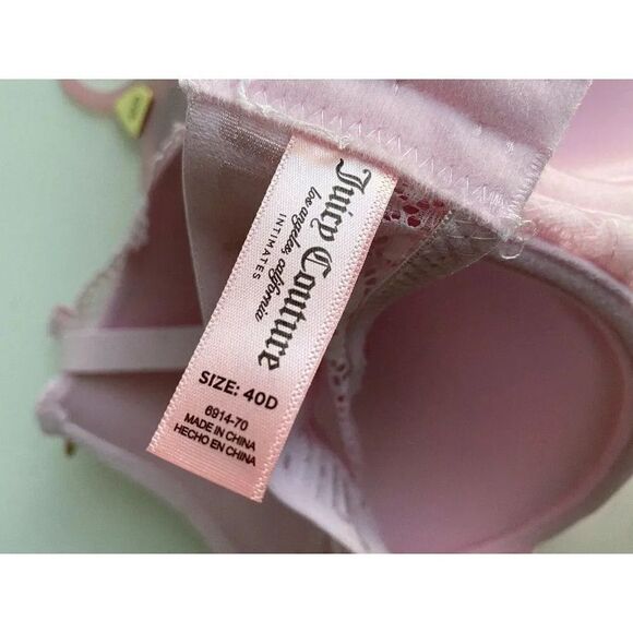 Juicy Couture Sexy Push Up Bra Sz 40D Parfait Pink Underwire JC6914D Lace NEW - Picture 7 of 9